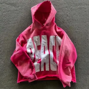 Acid Wash Oversized Hoodie Sweatshirt Embroidered Patch Work Distressed Hooded Pullover Hoodie