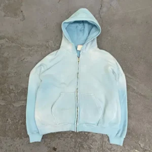 Gym Brown Acid Wash Fleece Zip Hoodie Streetwear Cotton Hoodie Blank Zip Up Vintage Acid Wash Sun Faded Distressed