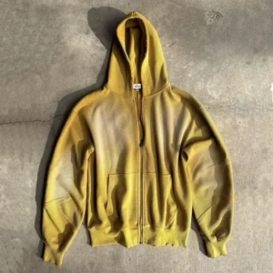 Vintage Sun Faded Acid Wash Waffle Knit Hoodie Custom Size Streetwear