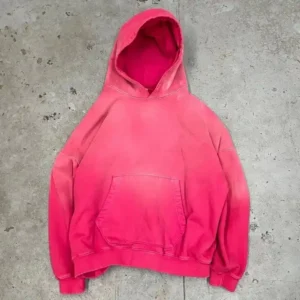 Oversized Cropped Acid Wash Sun Faded Pullover Hoodie French Terry Vintage Distressed