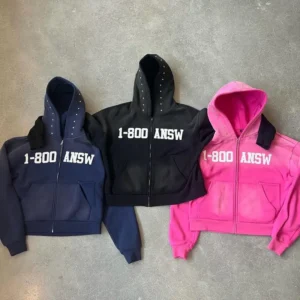 Acid Wash Sun Faded Rivet Rhinestone Cropped Boxy Fit Zip Up Cotton Heavyweight Hoodie