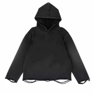 Cotton Custom Logo Vintage Distressed Acid Washed Loose Cropped Hoodie