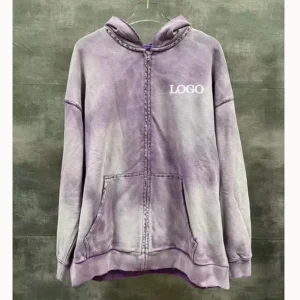 Vintage Distressed Ripped Tie Dye Zip Up Needle Detection And Custom Pattern Hoodie