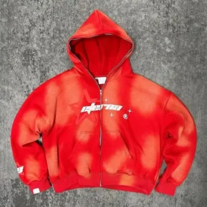 Cotton Heavyweight Hoodie Vintage Acid Wash Sun Faded Puff Printing Full Zip Up