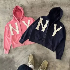 Unisex Streetwear Oversized Cut Edge Raw Hem Boxy Crop Hoodie With Customized Design
