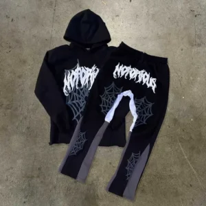 Custom Size Cut Raw Hem Hoodie and Sweatpant Set in Cotton