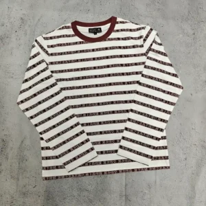 Custom High Quality DTG Printing Ringer Loose Oversized Crewneck Striped Long Sleeve T-Shirt