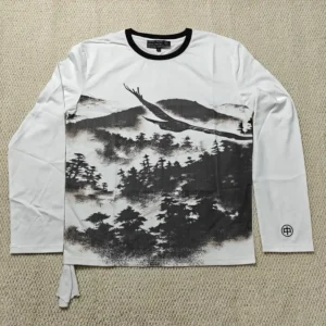 Custom Graphic Printing Crewneck Drop Shoulder Oversized Heavyweight Cotton Long Sleeve T-Shirt