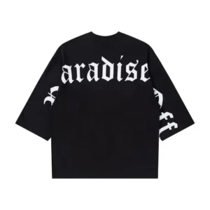 Oversized Three Quarter Boxy Fit Drop Shoulder With Gothic Letter Print T-Shirt