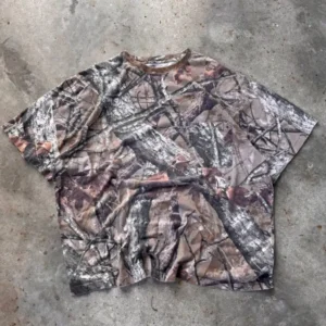 Summer Oversized Camo Silk Screen Printed Cropped Boxy T-Shirt