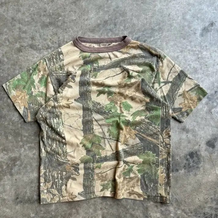 Summer Oversized Camo Silk Screen Printed Cropped Boxy T-Shirt - Image 3