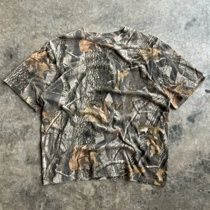 Summer Oversized Camo Silk Screen Printed Cropped Boxy T-Shirt - Image 4