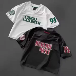 Classic Retro Jersey Football V Neck Satin Polyester Mesh T-Shirt