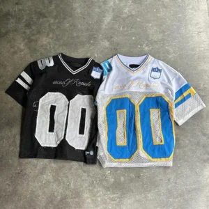 Custom Embroidery Casual Sports Retro American Streetwear Cropped Polyester Mesh Soccer T Shirt Boxy Football Jersey