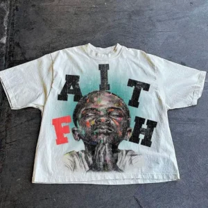 Boxy Cropped O Neck Graphic Printed T Shirt