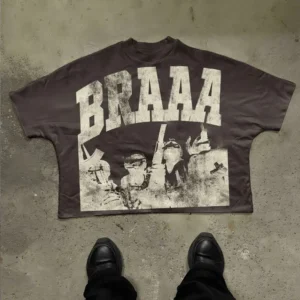 Street Wear Graphic Design Oversized Cropped Boxy T Shirt