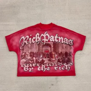 Heavyweight T Shirt In Custom Pattern And Drop Shoulder With Character Print