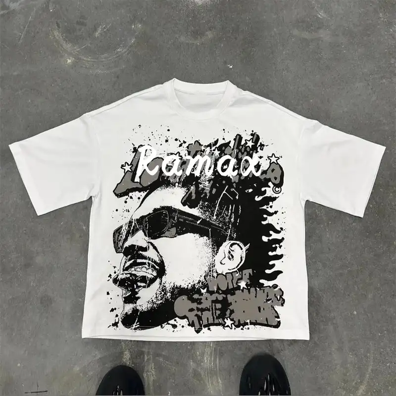 Vintage Streetwear Boxy Cropped Oversized Tee Screen Printing Graphic T Shirt - Image 2