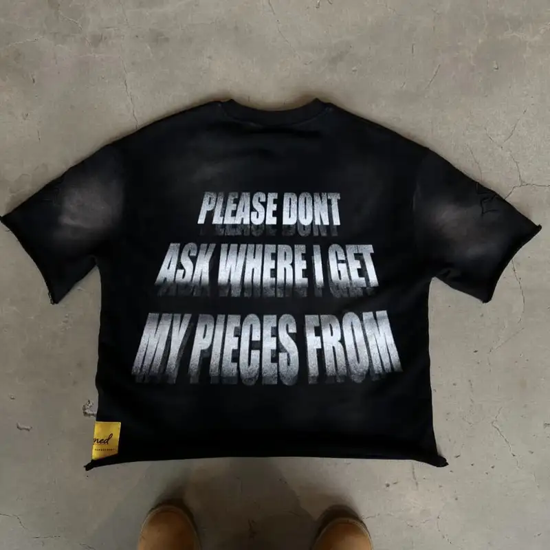 Mock Neck Boxy Fit Cut And Sew Oversized Cropped T Shirt - Image 2