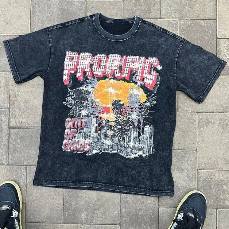 Oversized Washed Black Acid Washed Plain Vintage Heavyweight Stone T Shirt - Image 2