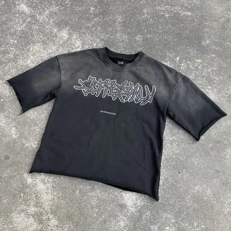 Oversized Washed Black Acid Washed Plain Vintage Heavyweight Stone T Shirt - Image 2