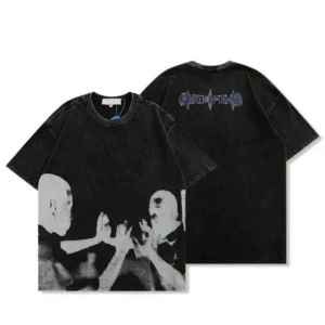 Digital Print Vintage Acid Washed T Shirt