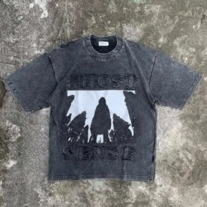 Distressed Patch Embroidery T Shirt With Custom Printing And Knitted Weaving Method