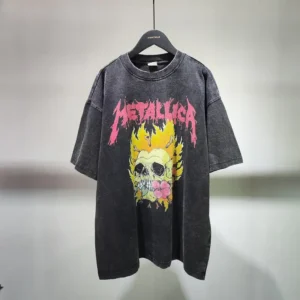Black Acid Wash U DTG Print Drop Shoulder T Shirt