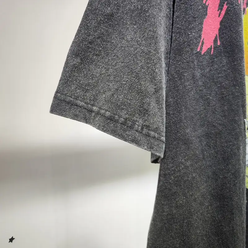 Black Acid Wash U DTG Print Drop Shoulder T Shirt - Image 3