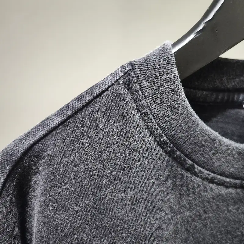 Black Acid Wash U DTG Print Drop Shoulder T Shirt - Image 4
