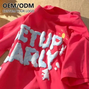 Heavy Cotton Plain Graphic Oversized Foam Puff Print T Shirt