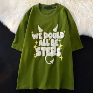 Cotton Heavyweight T Shirt Oversized Drop Shoulder 3D Screen Logo Letter Puff Print