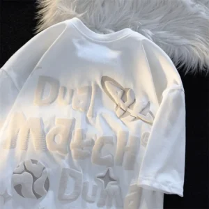 Oversized Letter Puff Print T Shirt With Needle Detection And Custom Print