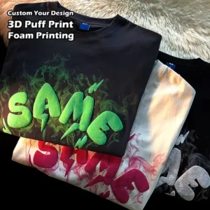 Short Sleeve T Shirt With Solid Pattern And Customized Puff Print Logo