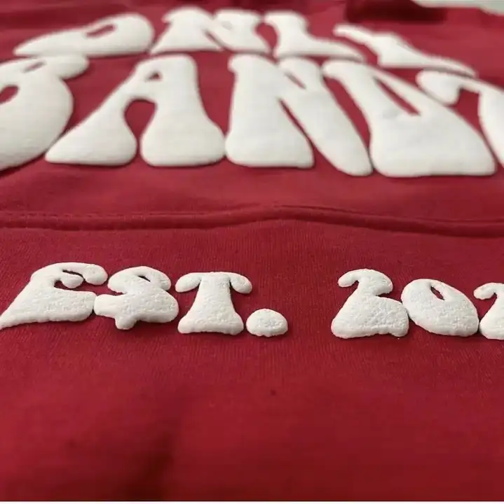 Custom Puff Printed Logo T Shirt In Heavy Weight Cotton - Image 2