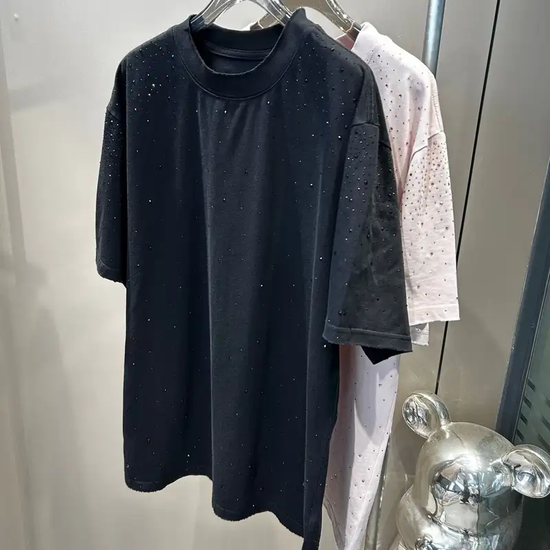 Heavyweight Rhinestone Custom Streetwear Oversize Vintage Look T Shirt - Image 2
