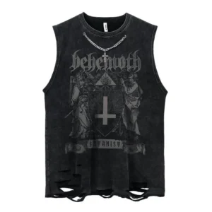 Custom Logo Streetwear Cut Raw Hem Tank Tops For Casual Daily Life Vintage Acid Wash