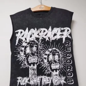 Terry Fabric Custom Hip Hop Oversized Cut Raw Hem Crop Cotton Tank Top