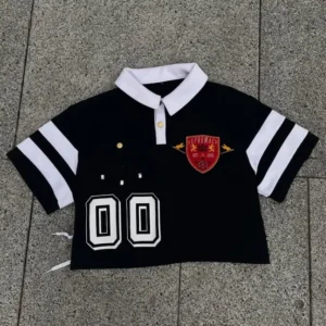 Custom Logo Cut And Sew Knitted Cotton Plus Size Rugby Polo Shirt