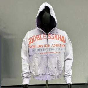 Custom Size Distressed Cotton French Terry Sun Faded Acid Wash Hoodie