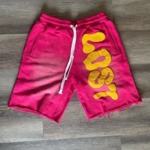Acid Wash Sun Faded Oversized Custom Logo Puff Print French Terry Shorts