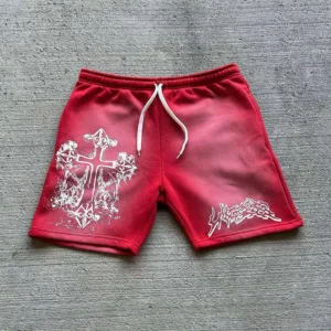 Knitted Custom Graphic Print Vintage Acid Wash Shorts In Cotton French Terry