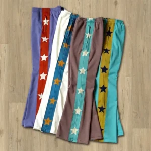 Flare Elastic Waist Closure Streetwear Wide Leg Sweatpant